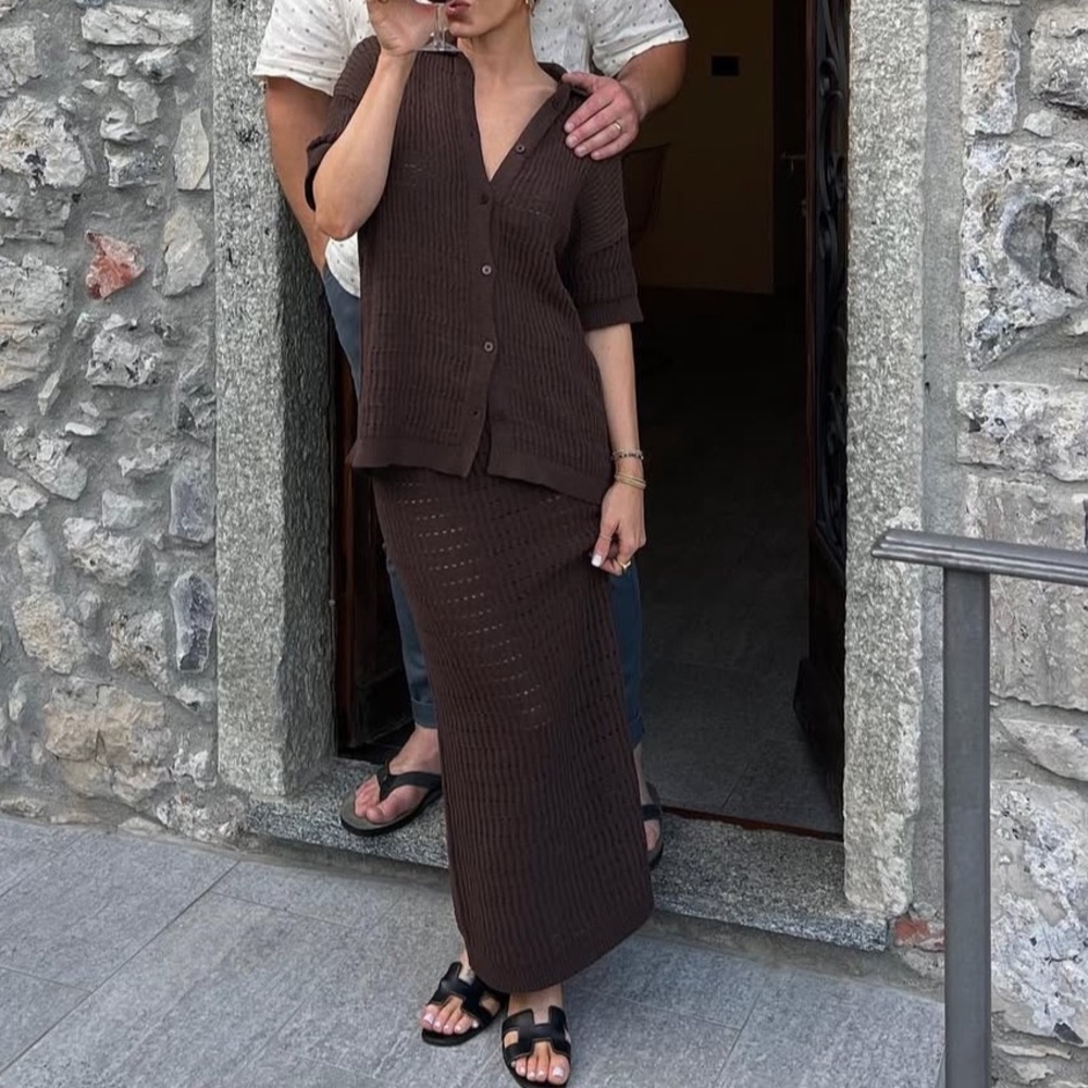 NAKD knitted Shirt and maxi skirt set